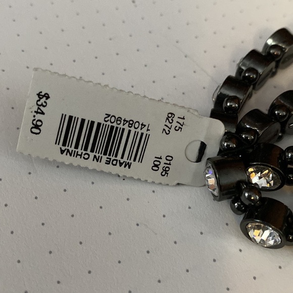 Rhinestone and Black Double Strand Stretch Bracelet from The Limited NWT - Picture 4 of 4